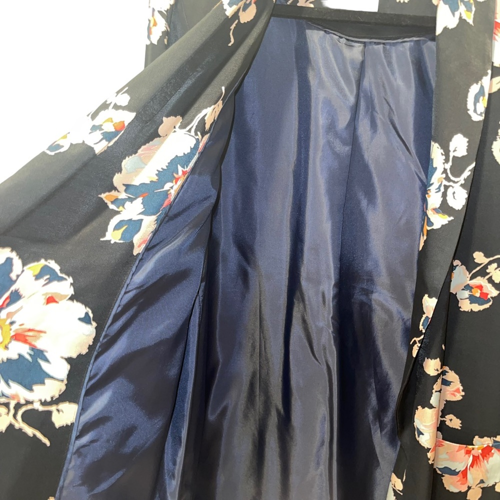 Anthropologie Ett:Twa Black & Pink Floral Tatie Satin Open Blazer Jacket S - Picture 7 of 10